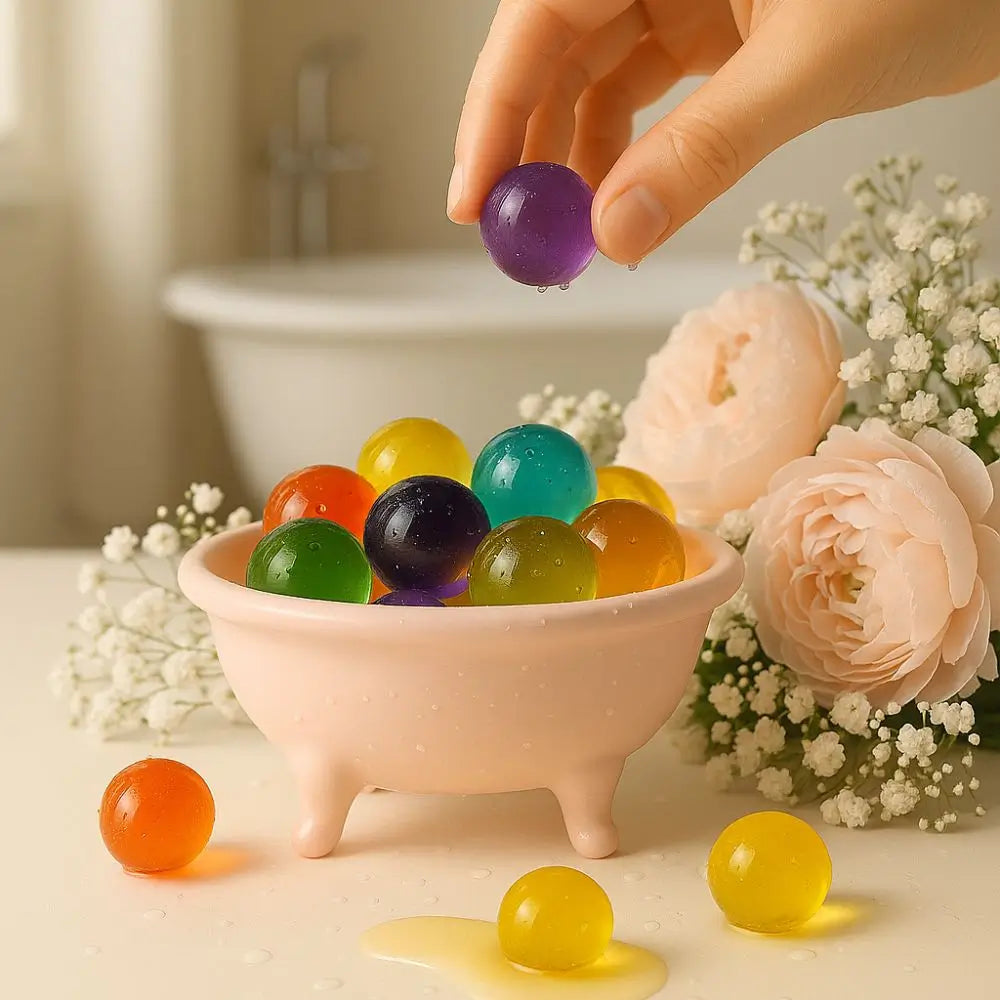 ensemble de perles de bain