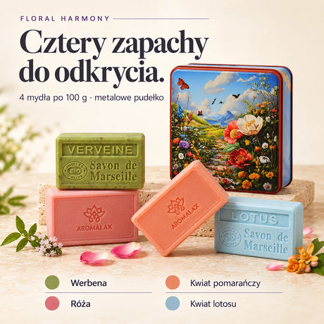 Floral Harmony — skład zestawu: Werbena • Kwiat pomarańczy • Kwiat lotosu • Róża