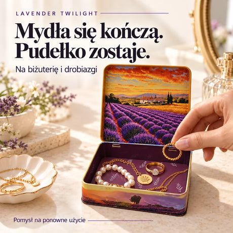 Lavender Twilight — pomysł na ponowne użycie metalowego pudełka