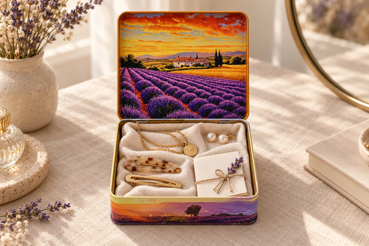 Lavender Twilight — pudełko wykorzystane na biżuterię i pamiątki